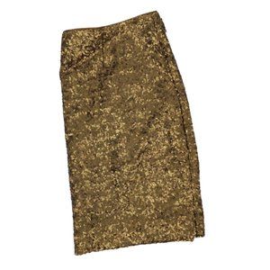 Cache Gold Sequin Mini Skirt | Mid Rise, Size 8